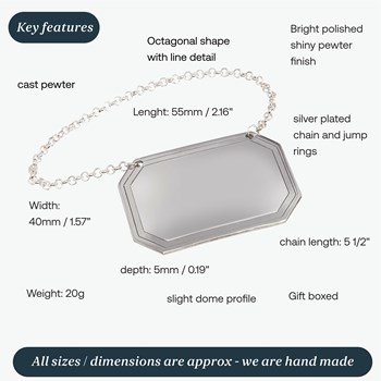 Cast Pewter Plain Rectangular Decanter Label