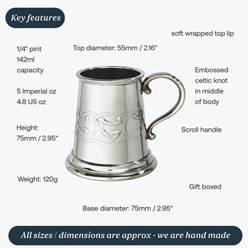 Embossed Celtic Band Baby Quarter Pint Pewter Mug
