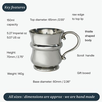 Thistle Shaped Quarter Pint Pewter Baby Mug Thistle Shaped Quarter Pint Pewter Baby Mug