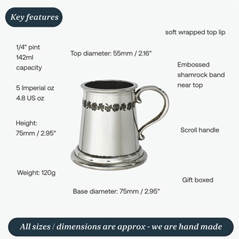 Shamrock Quarter Pint Pewter Baby Mug