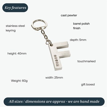 Initial F Touchmarked Pewter Keyring Initial F Touchmarked Pewter Keyring