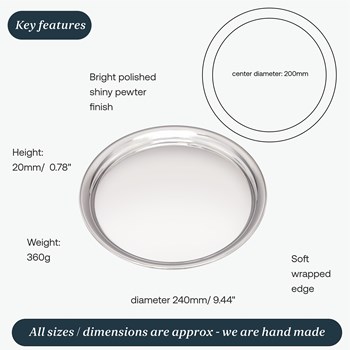 Medium 240mm Round Pewter Tray