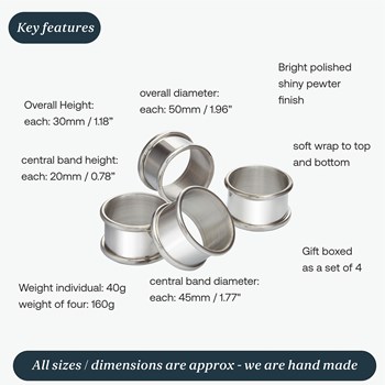 Set Of Four Pewter Napkin Rings