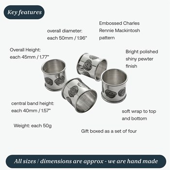 Set Of Four Charles Rennie Mackintosh Pewter Napkin Rings