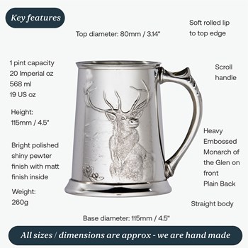 Embossed Monarch of the Glen pewter tankard Embossed Monarch of the Glen pewter tankard