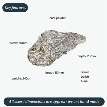 Cast Pewter Oyster Shell Front Ornament Cast Pewter Oyster Shell Front Ornament