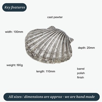 Cast Pewter Scallop Shell Ornament Cast Pewter Scallop Shell Ornament