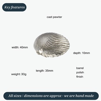 Cast Pewter Large Cockle Shell Ornament Cast Pewter Large Cockle Shell Ornament