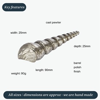 Cast Pewter Long Spiral Shell Ornament Cast Pewter Long Spiral Shell Ornament