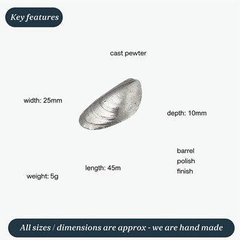 Cast Pewter Mussel Shell Ornament Cast Pewter Mussel Shell Ornament