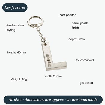 Initial L Touchmarked Pewter Keyring Initial L Touchmarked Pewter Keyring