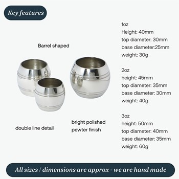 Set Of Three Pewter Barrel Measures