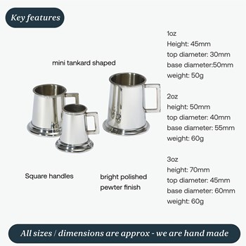 Set Of Three Pewter Tankard Measures