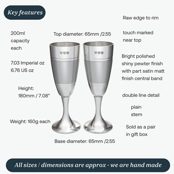 Pair Of Part Satin Pewter Celebration Flutes Pair Of Part Satin Pewter Celebration Flutes