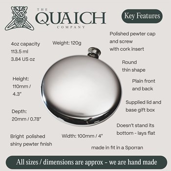 Round Pewter Sporran Flask