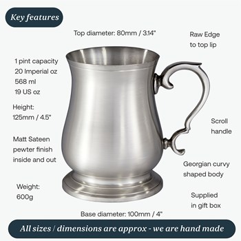 One Pint Pewter Cast Abbey Bell Tankard One Pint Pewter Cast Abbey Bell Tankard
