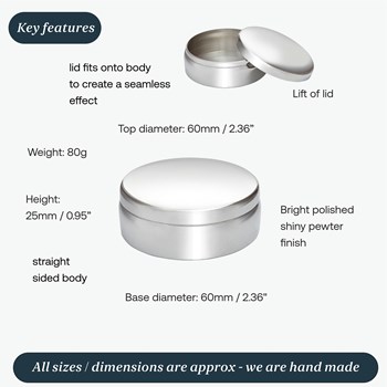 6cm Plain Round Pewter Trinket Box 6cm Plain Round Pewter Trinket Box