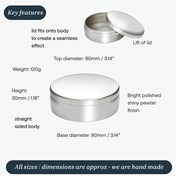 8cm Plain Round Pewter Trinket Box