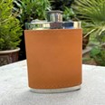 6oz English Tan Leather Captive Top Pewter Flask
