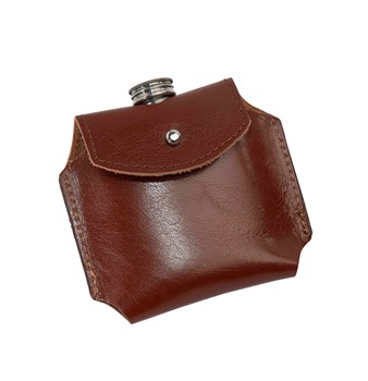 Brown Leather Pouch to fit 2oz pocket flask