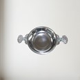 Birthstone Pewter Quaich March With Aquamarine Stones Top View of Birthstone pewter quaich March with Aquamarine Stones