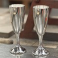 Pair Of Polished Pewter Celebration Flutes Pair Of Polished Pewter Celebration Flutes