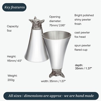 5oz Fox Head Pewter Jigger Cup