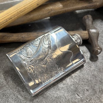 3oz Embossed Fishing Top Pocket Flask