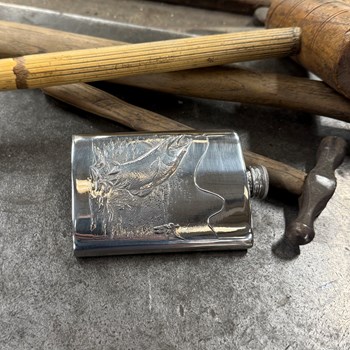 3oz Embossed Fishing Top Pocket Flask 3oz Embossed Fishing Top Pocket Flask