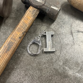 Initial I Touchmarked Pewter Keyring