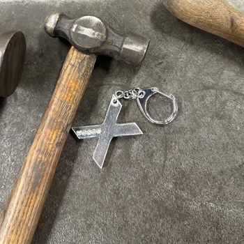 Initial X Touchmarked Pewter Keyring