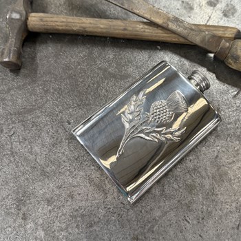 Embossed Thistle 3oz Top Pocket Flask Embossed Thistle 3oz Top Pocket Flask