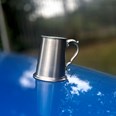 One Pint Antique Fancy Handle Pewter Tankard