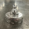 Cast Pewter Teddy Bear Oval Trinket Box