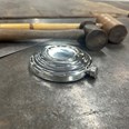 Clay Shot Round Pewter Flask