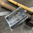 6oz Shooting Scene Pewter Kidney Flask