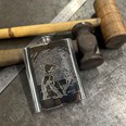 6oz Football Scene Pewter Kidney Hip Flask