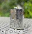 6oz Cricket Scene Pewter Kidney Hip Flask