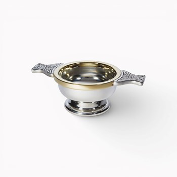 Brass Rim Small Pewter Quaich