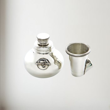Small Pewter Pot Still Flask