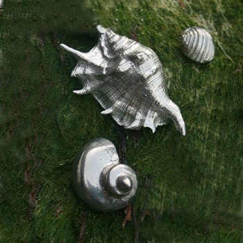 Cast Pewter Spider Conch Shell Ornament