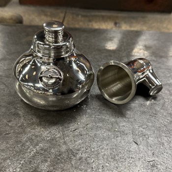 Large Pewter Pot Still Flask