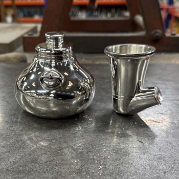 Large Pewter Pot Still Flask