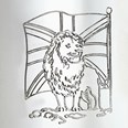 Union Jack Lion Handle One Pint Pewter Tankard