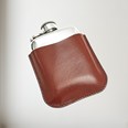Brown Leather Pouch To Fit 4oz Pocket Flasks