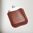 Brown Leather Pouch To Fit 6oz Pocket Flasks