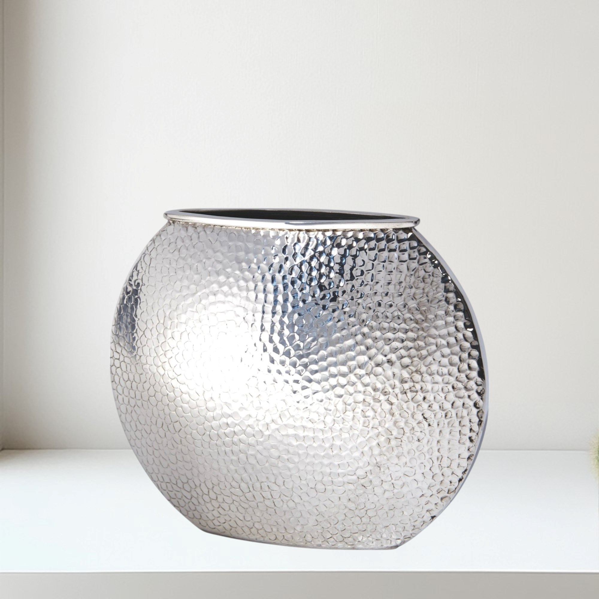 Hammered large round vase