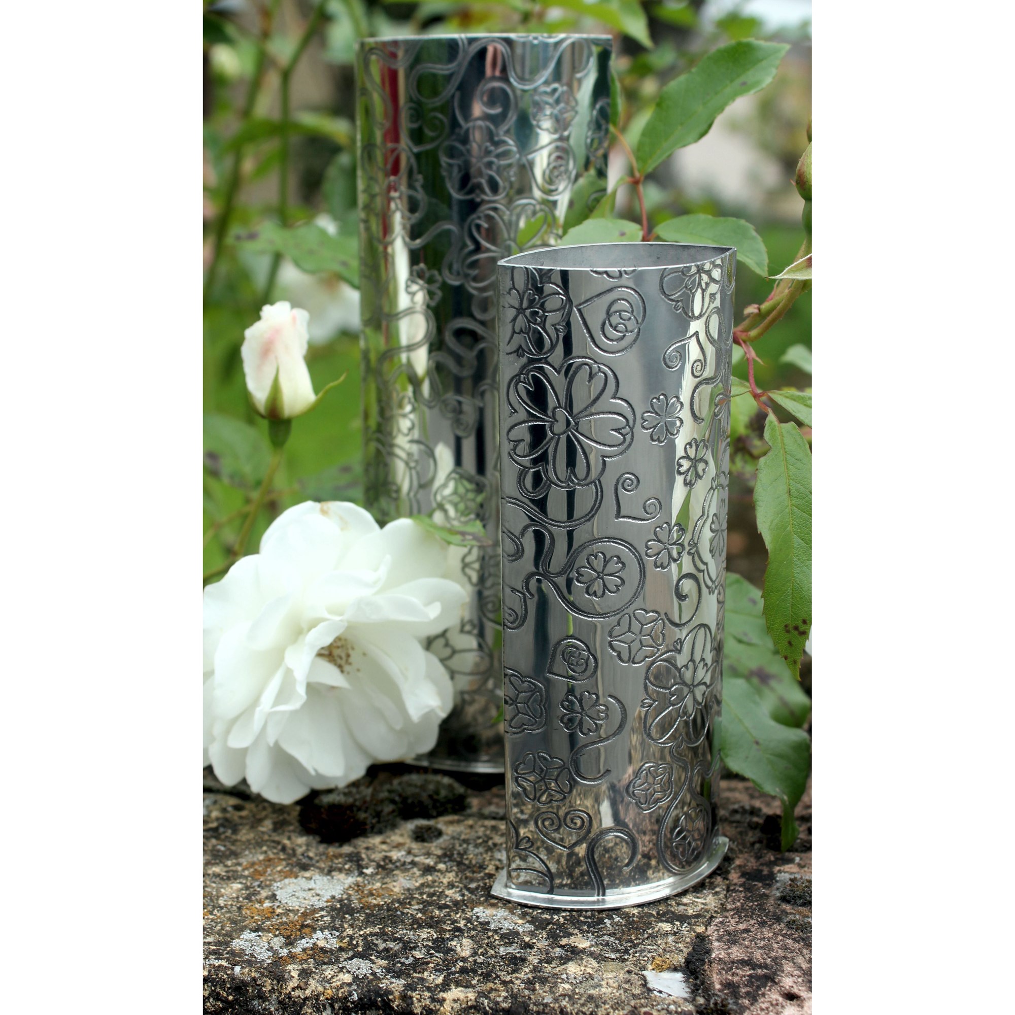 Medium Yorkshire Rose Pewter Vase