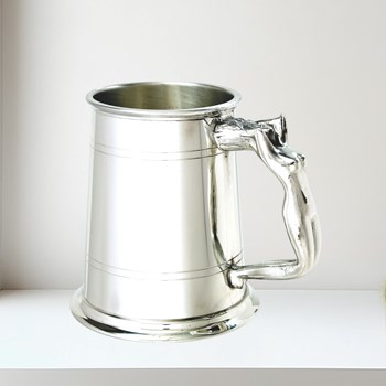 Nymph Handle One Pint Pewter  Tankard Nymph Handle Pewter Tankard