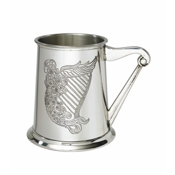 Irish Harp One Pint Pewter Tankard Irish Harp One Pint Pewter Tankard